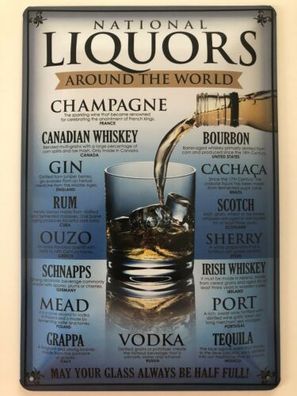 Blechschild 30 X 20 cm Liquors-Gin/ Whiskey/ Schnaps, ....