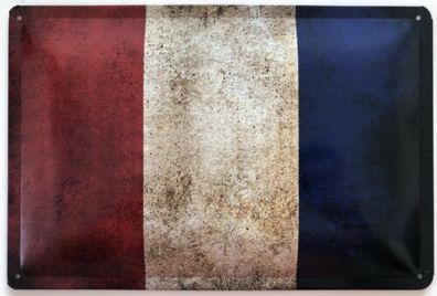 Blechschild 30 X 20 cm Fahne Frankreich