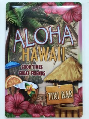 Blechschild 30 X 20 cm Aloha Hawaii - Tiki Bar