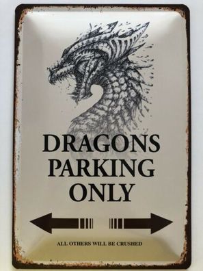 Blechschild 30 X 20 cm Dragons Parking Only