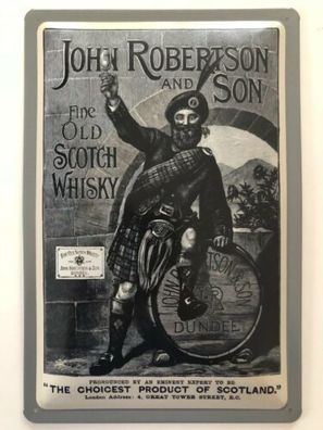 Blechschild 30 X 20 cm John Robertson and Son Scotch Whiskey