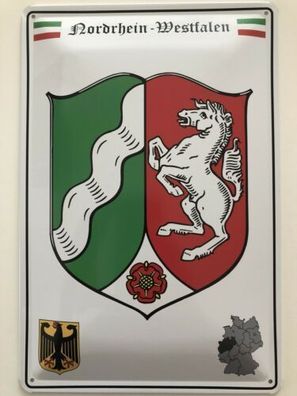 Blechschild 30 X 20 cm Wappen - Deutschland - Nordrhein Westfalen