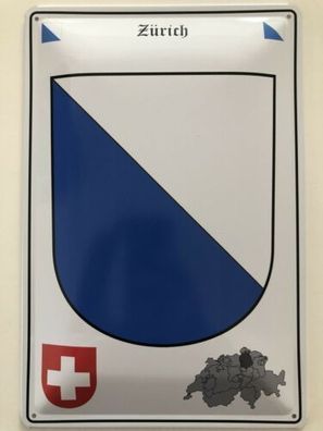 Blechschild 30 X 20 cm Wappen - Schweiz - Zürich