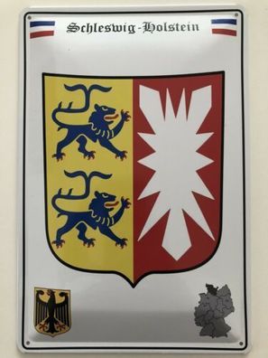 Blechschild 30 X 20 cm Wappen - Deutschland - Schleswig Holstein