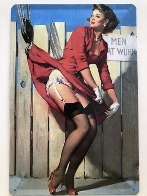 Blechschild 30 X 20 cm Pin Up Girl ( Men At Work )