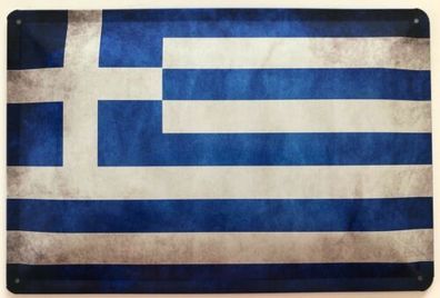 Blechschild 30 X 20 cm Fahne Griechenland
