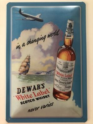 Blechschild 30 X 20 cm Dewar‘s White Label Scotch Whiskey