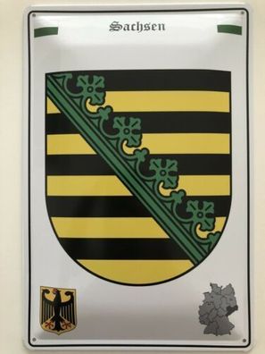 Blechschild 30 X 20 cm Wappen - Deutschland - Sachsen
