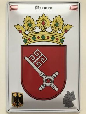 Blechschild 30 X 20 cm Wappen - Deutschland - Bremen