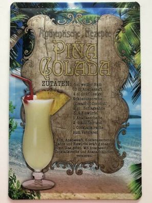 Blechschild 30 X 20 cm Pina Colada