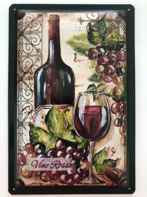 Blechschild 30 X 20 cm Vino Rosso