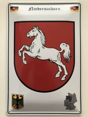 Blechschild 30 X 20 cm Wappen - Deutschland - Niedersachsen