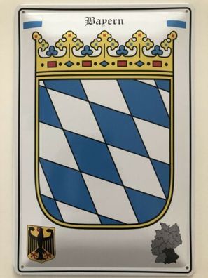 Blechschild 30 X 20 cm Wappen - Deutschland - Bayern