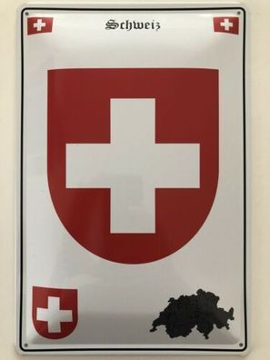 Blechschild 30 X 20 cm Wappen - Schweiz