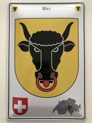 Blechschild 30 X 20 cm Wappen - Schweiz - Uri