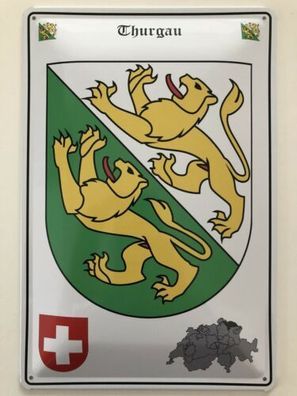 Blechschild 30 X 20 cm Wappen - Schweiz - Thurgau