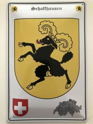 Blechschild 30 X 20 cm Wappen - Schweiz - Schaffhausen