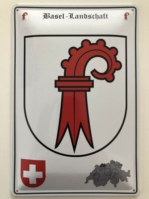 Blechschild 30 X 20 cm Wappen - Schweiz - Basel Landschaft