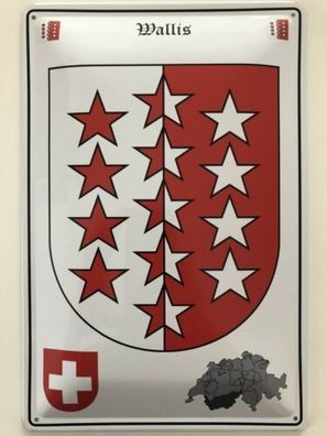 Blechschild 30 X 20 cm Wappen - Schweiz - Wallis