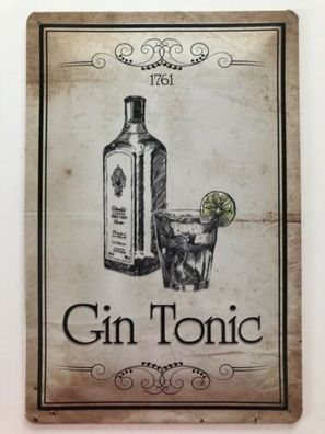 Blechschild 30 X 20 cm Gin Tonic