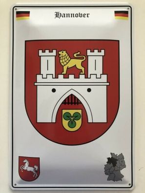 Blechschild 30 X 20 cm Wappen - Deutschland - Hannover