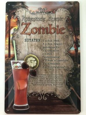 Blechschild 30 X 20 cm Cocktail Zombie