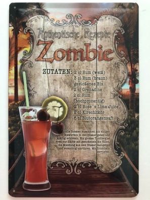 Blechschild 30 X 20 cm Zombie Cocktail