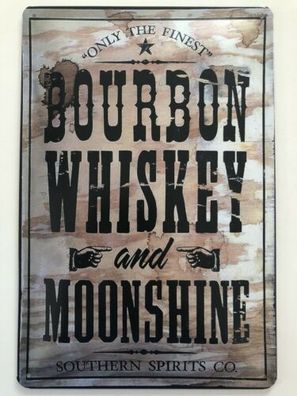 Blechschild 30 X 20 cm Bourbon Whiskey Moonshine