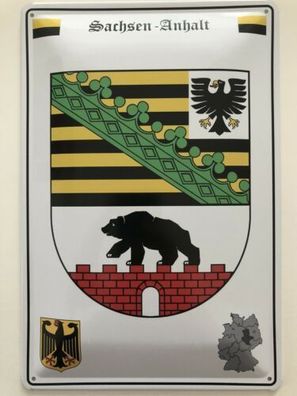 Blechschild 30 X 20 cm Wappen - Deutschland - Sachsen Anhalt