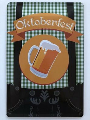 Blechschild 30 X 20 cm Bier Oktoberfest Lederhose