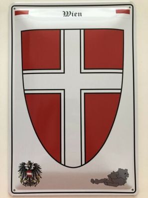 Blechschild 30 X 20 cm Wappen - Österreich - Wien