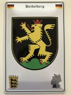 Blechschild 30 X 20 cm Wappen - Deutschland - Heidelberg