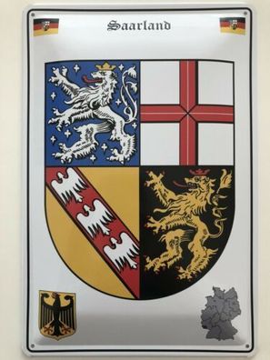 Blechschild 30 X 20 cm Wappen - Deutschland - Saarland