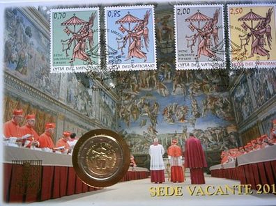 Original 2 euro 2013 Sedisvakanz Vatikan Numisbrief mit Briefmarken