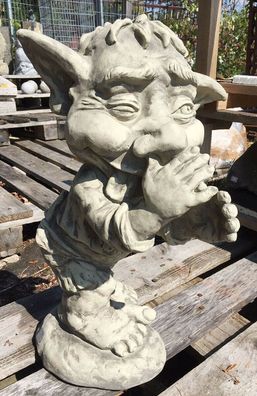 Troll Spitzbube LEN H50cm Zunge Skulptur Steinfigur Steinguss Vidroflor Kobold