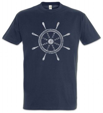 Oldschool Nautical Wheel I T-Shirt Tattoo Steuerrad Anker Anchor Star Sailor