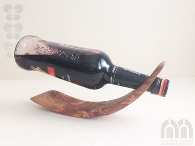 Flaschenhalter „Bogen“ für 1 Flasche, Geschenk, aus Olivenholz in Handarbeit