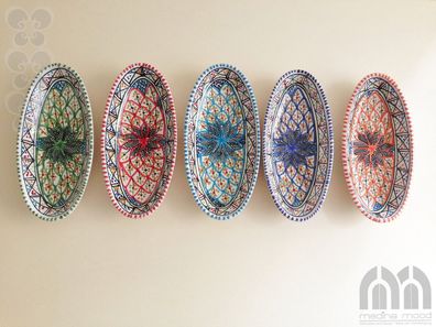Schale Keramik oval 28 cm handbemalt, Platte, Deko, orientalisch, Handarbeit