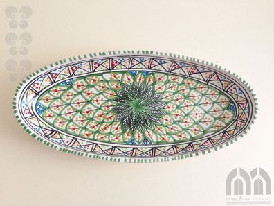 Schale Keramik oval 40 cm handbemalt, Platte, Deko, orientalisch, Handarbeit