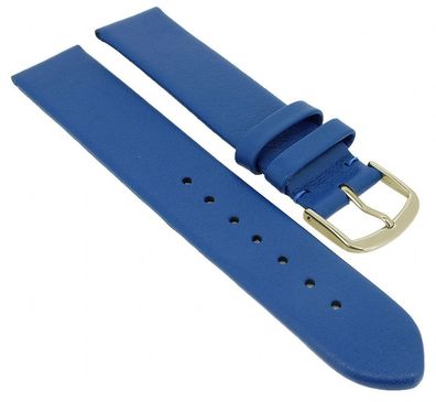 Herzog Beach II Uhrenarmband gleichlaufend blau mattes glattes Leder