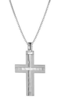 trendor Schmuck Kreuz mit Halskette für Männer 925 Silber 60 cm 08803