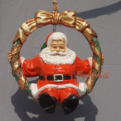Weihnachtsmann im Kranz hängend als Figure Dekorations Objekt für Weihnachten Deko