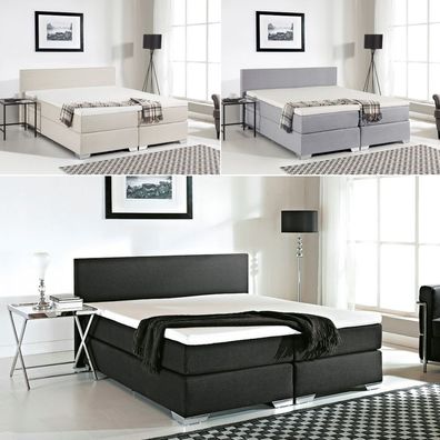 Boxspringbett 160 / 180 x 200 schwarz, grau, beige Boxspring Bett + Matratze + Topper