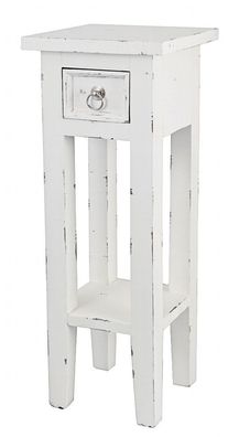 Mahagoni Telefontisch 67 cm - weiß - Shabby Chic Beistell Nacht Blumen Tisch