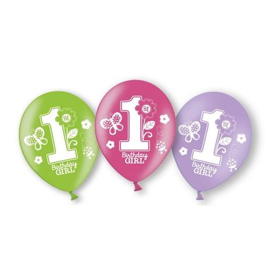 6 Latex Ballons Sweet Birthday Girl Happy One 1. Geburtstag Luftballon Deko