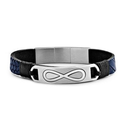 Frank 1967 Audacious Leather Herren Infinity Lederarmband schwarz B0298