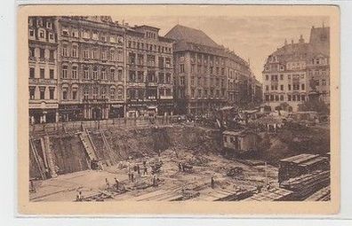 59251 Ak Bau der Untergrundmessehalle am Markt in Leipzig 1924