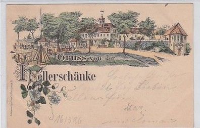 59436 Ak Lithographie Gruß von der Hellerschänke 1896