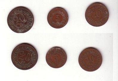 3 Bronze Münzen 5, 10, 20 Pfennig Notgeld Consum Spar Verein Esslingen um 1920