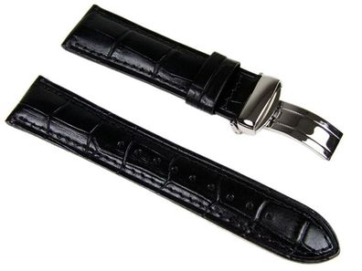 Casio Uhrenarmband 22mm | mit Faltschließe Leder schwarz EF-527L